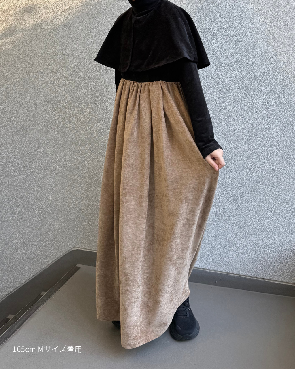 beroa dual onepiece - black × beige