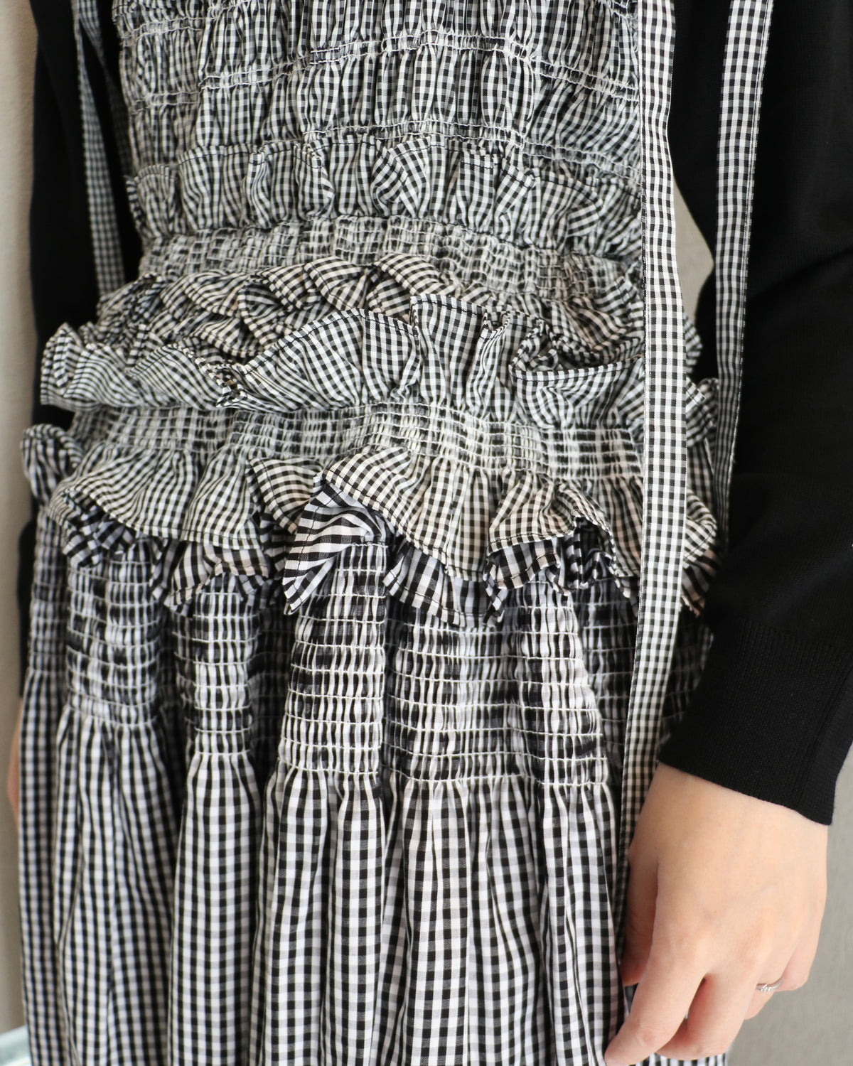gingham cami ribbon frill onepiece
