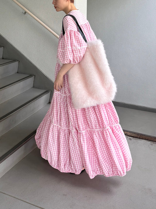 reversible kuma fur bag - pink