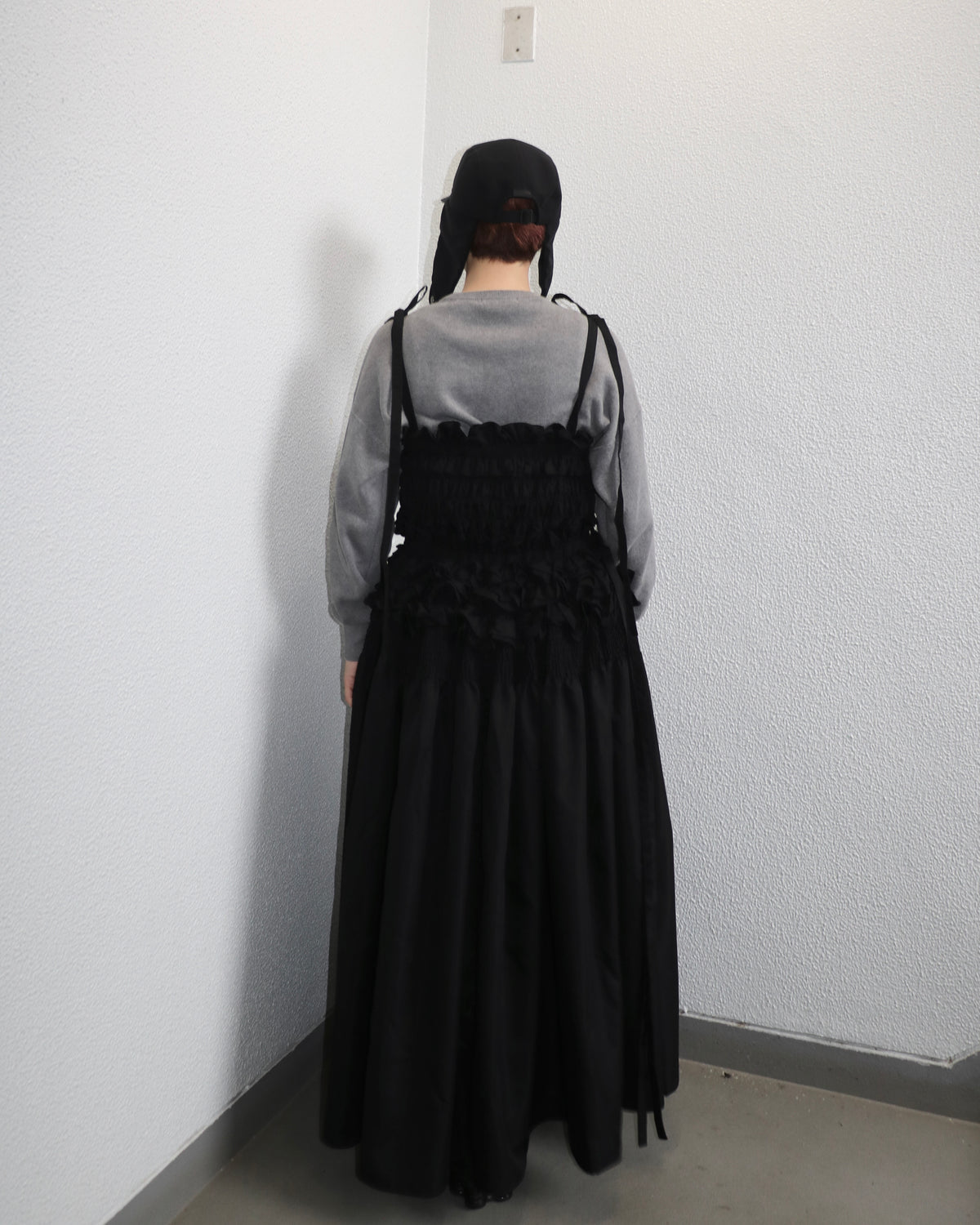 cami ribbon frill onepiece - black