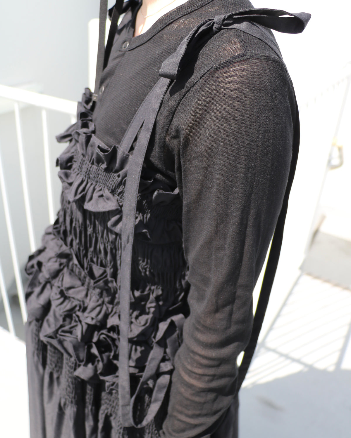 cami ribbon frill onepiece - black