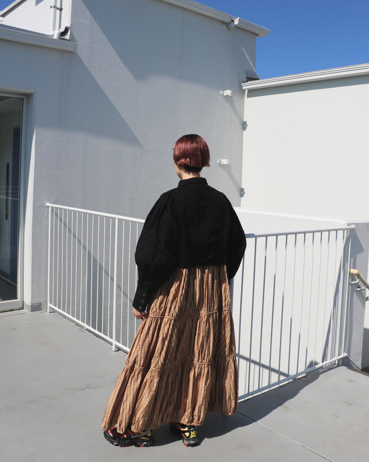 stripe volume onepiece – beige