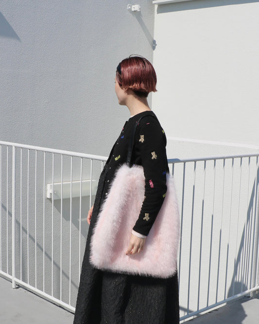 reversible kuma fur bag - pink