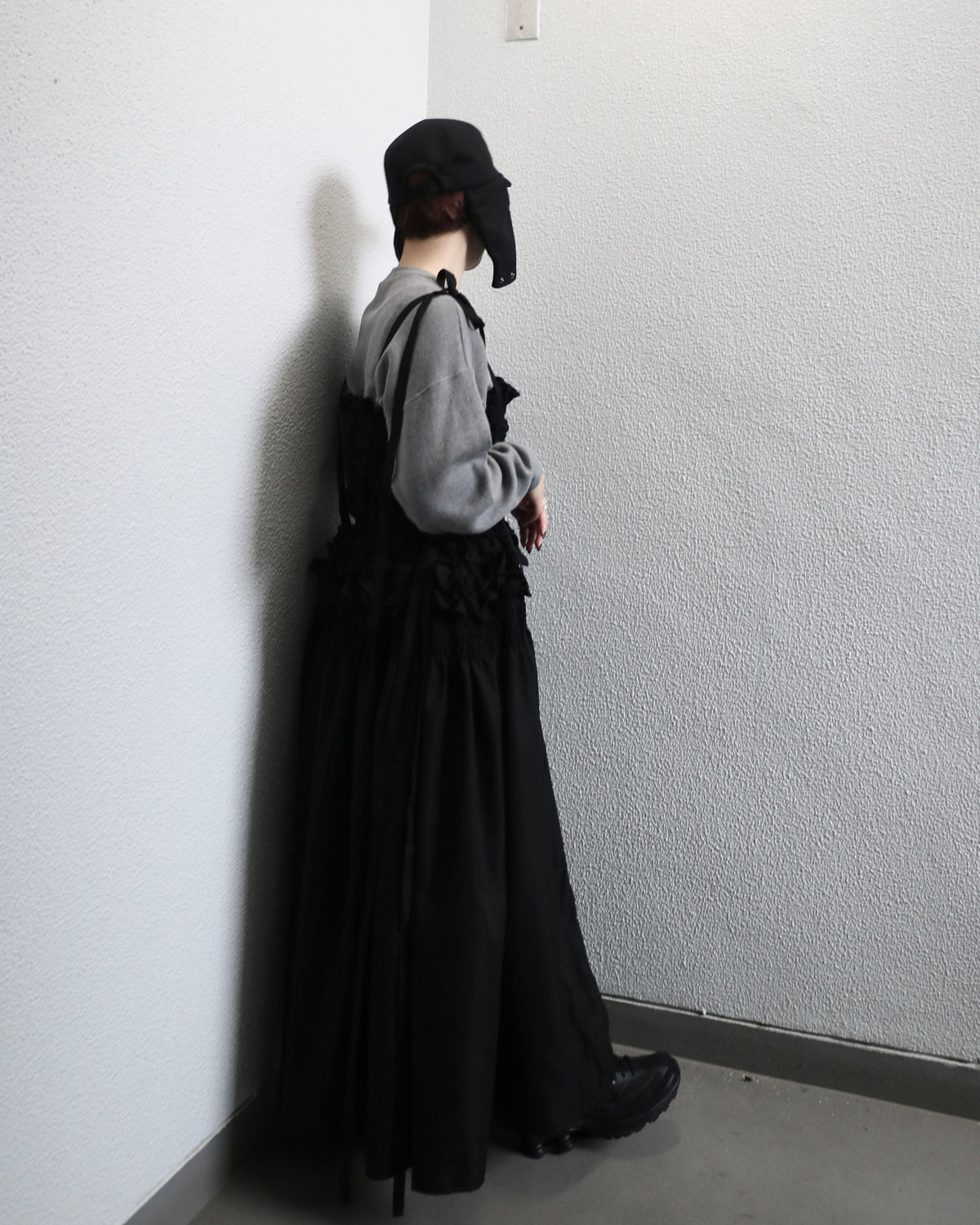 cami ribbon frill onepiece - black