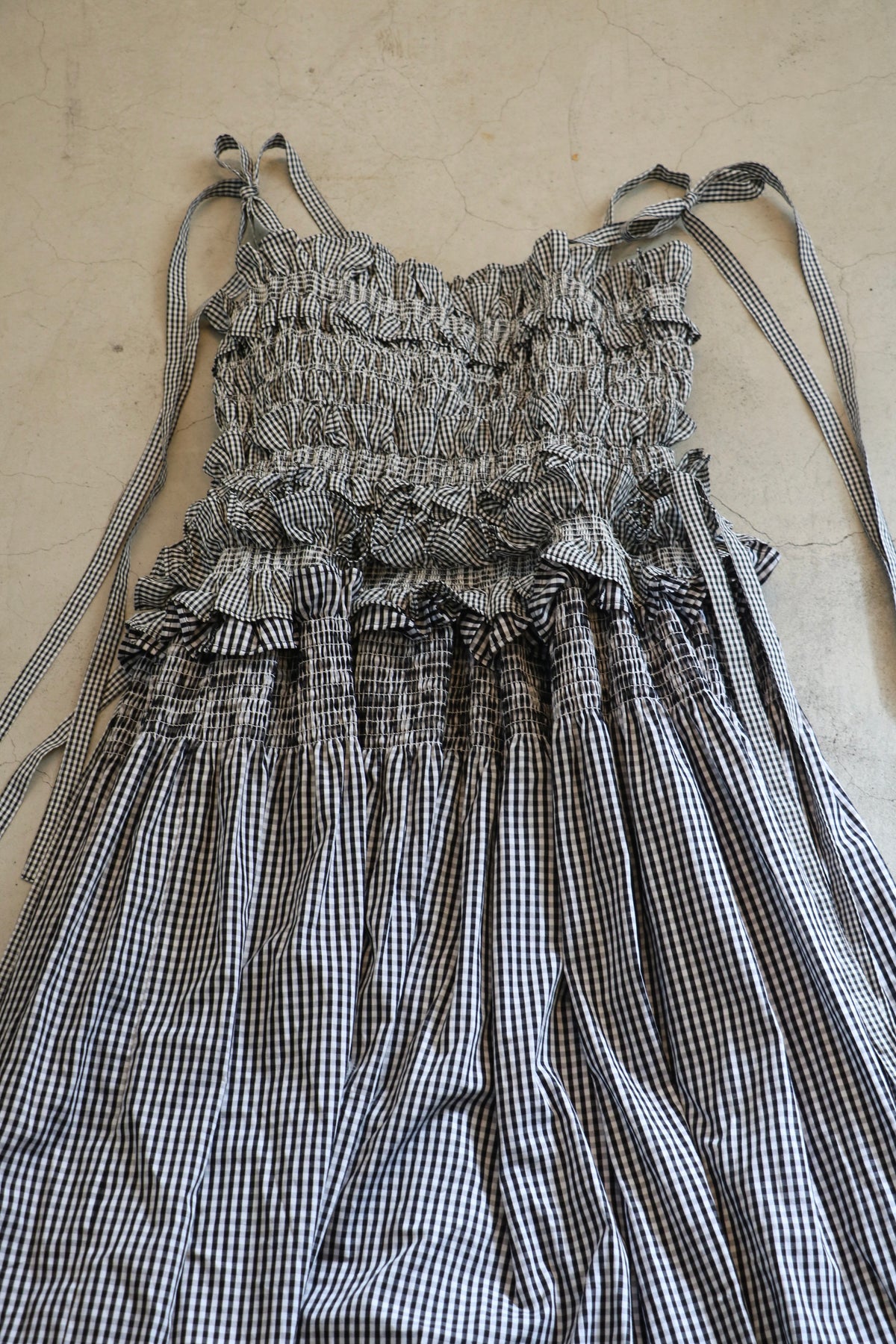 gingham cami ribbon frill onepiece