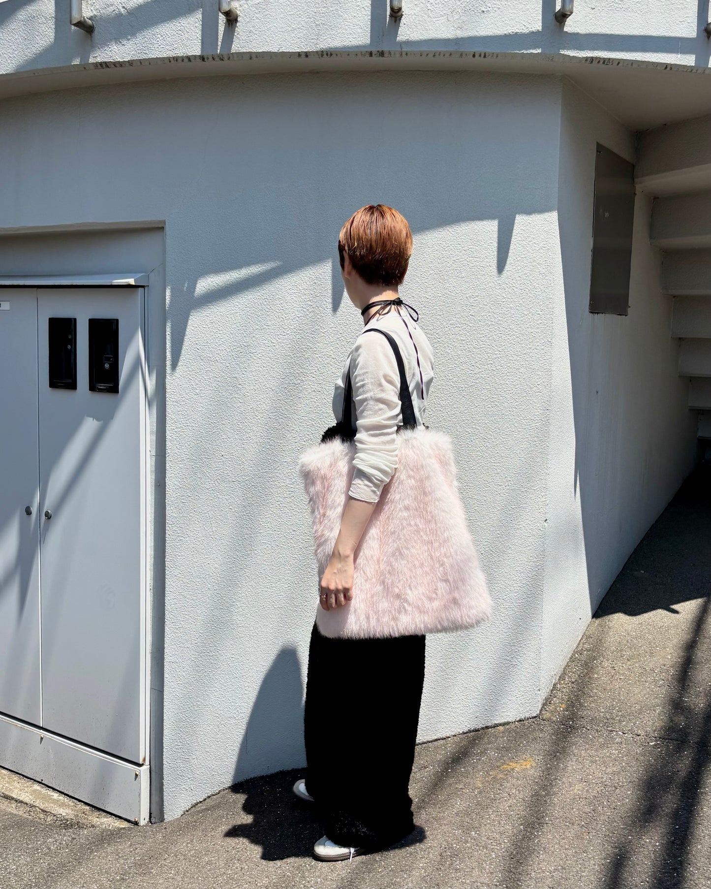 reversible kuma fur bag - pink
